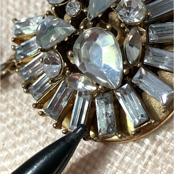 RELISTED J. Crew Art Deco Style Rhinestone Statement Necklace Antique Goldtone - Picture 6 of 12